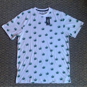 Eighty Eight Men’s Large Cannabis Tee Shirt Short Sleeve Leaf Green White
